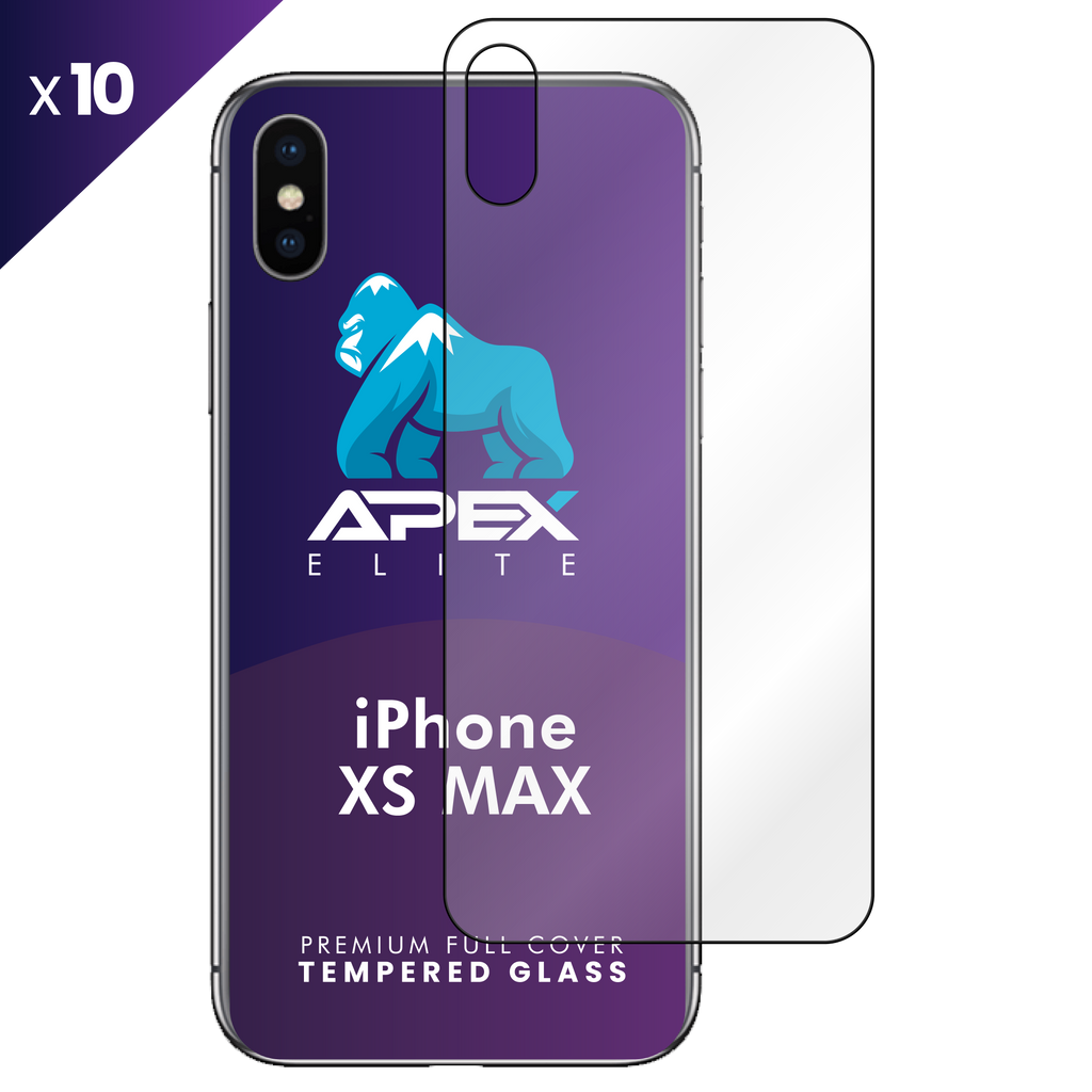 iPhone XS MAX Back Tempered Glass Screen Protector with Cleaning Kit (Pack of 10)