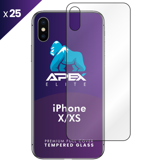 iPhone X/XS Back Tempered Glass Screen Protector with Cleaning Kit Pack of 25