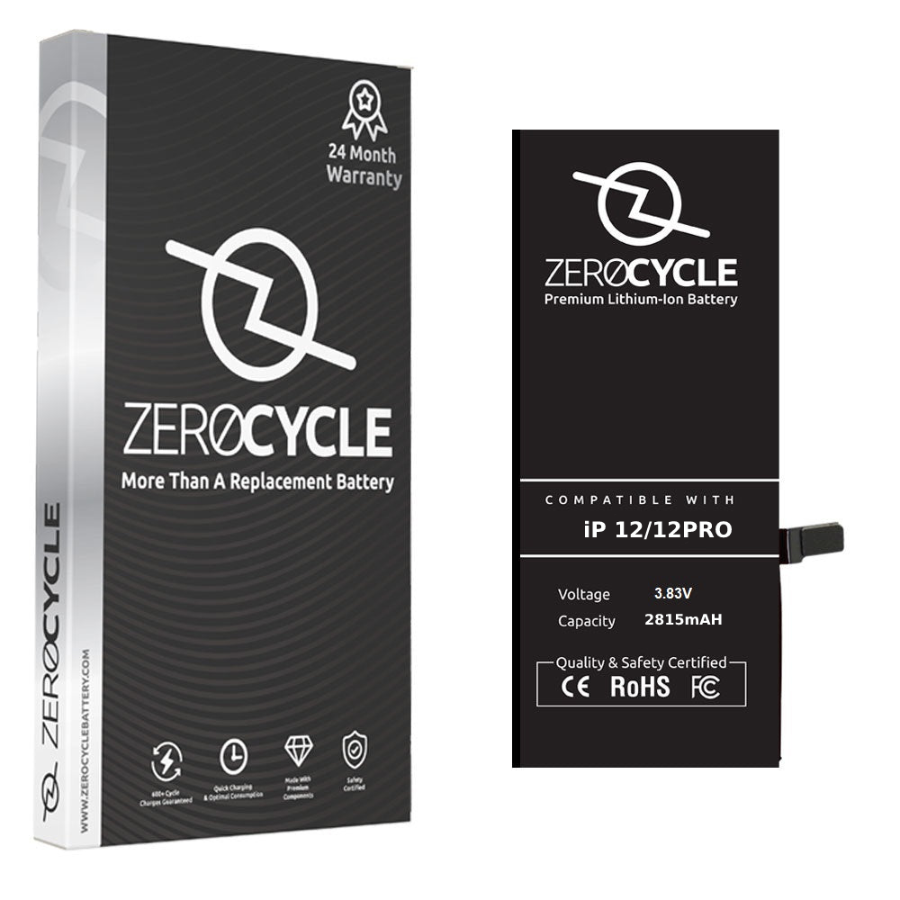ZeroCycle Battery for iPhone 12/12 Pro 2815mAH Li-Ion Premium